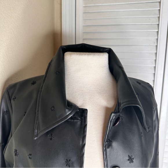 Faux Leather Necessary Objects Flower Accent Jacket - Picture 9 of 10